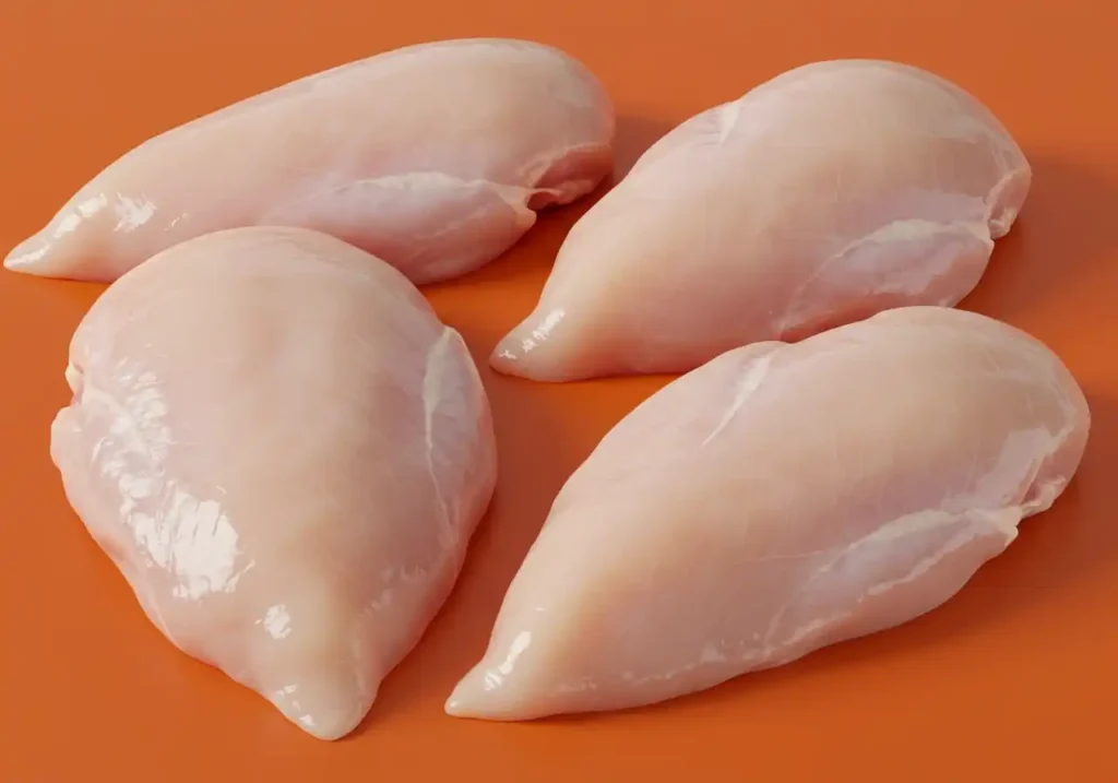 4 poitrines de poulet coupées en poitrines plus fins