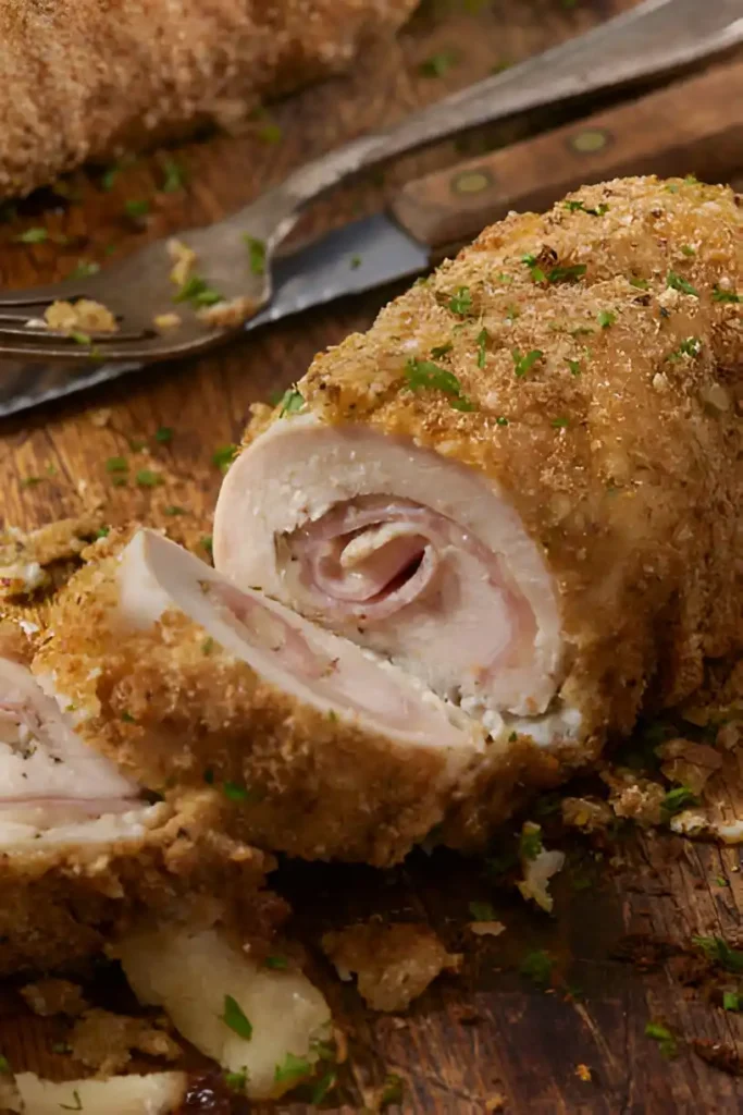 paupiettes de poulet farcies au jambon fromage servies avec accompagnement dans une assiette gastronomique