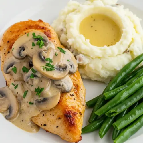 chapon en morceaux a la creme et aux champignons