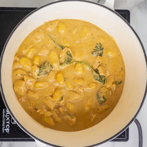 gnocchis cremeux au poulet dans une casserole edited
