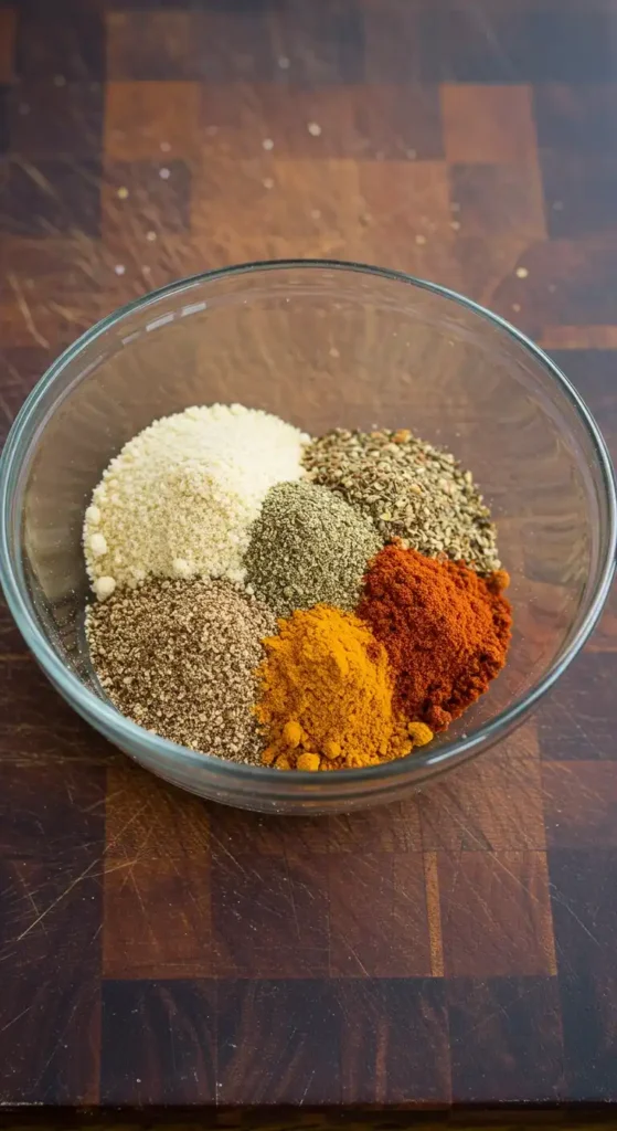 mélange d'épices colorées pour marinade brochettes de poulet air fryer : paprika, curcuma, poudre d'ail