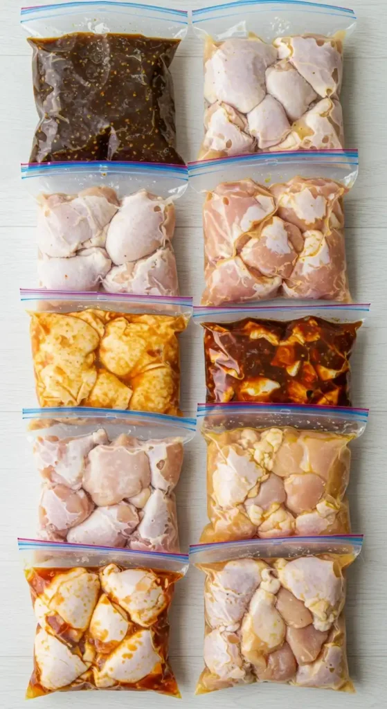 meilleures marinades pour poulet dans des sacs de congélation avec cuisses prêtes à cuisiner