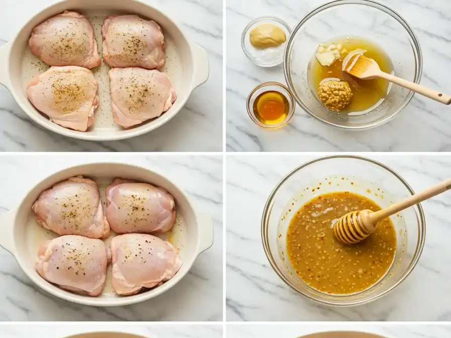hauts de cuisse de poulet au four avec glaçage miel moutarde dorés et croustillants