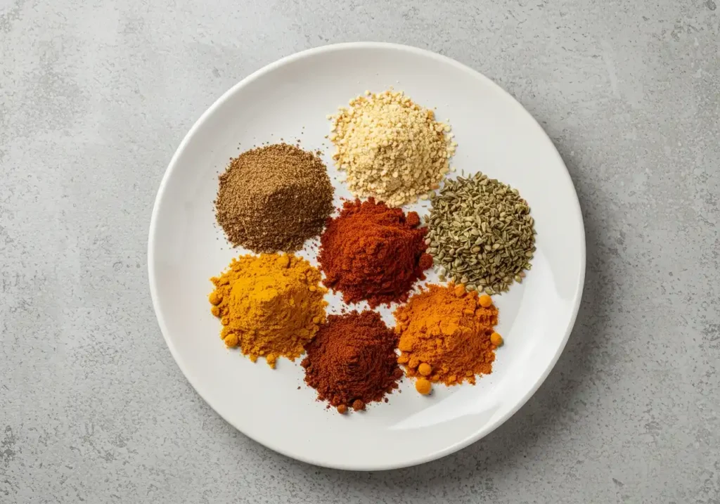 cuisse de poulet assaisonnée avec épices dans une poêle chaude, prête à saisir