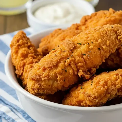 De savoureux tenders de poulet frits, servis avec une sauce crémeuse et une limonade rafraîchissante