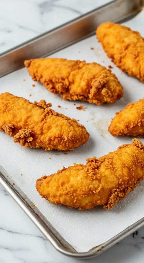 tenders de poulet enrobés de chapelure panko et parmesan sur une plaque de cuisson avant le four