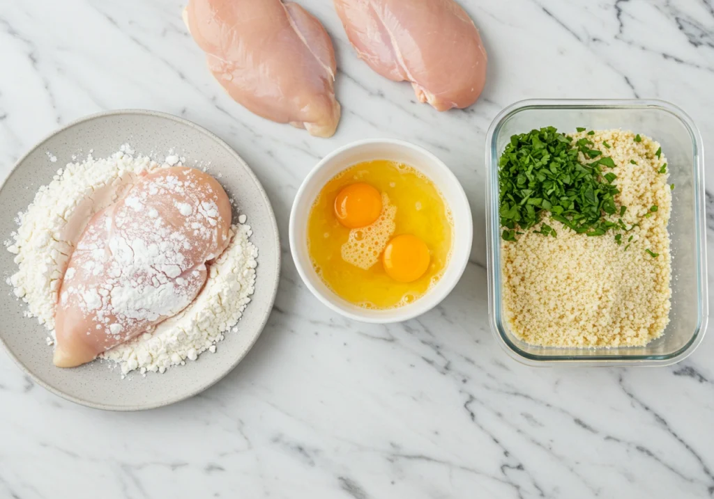 Ingredients pour une escalope milanaise