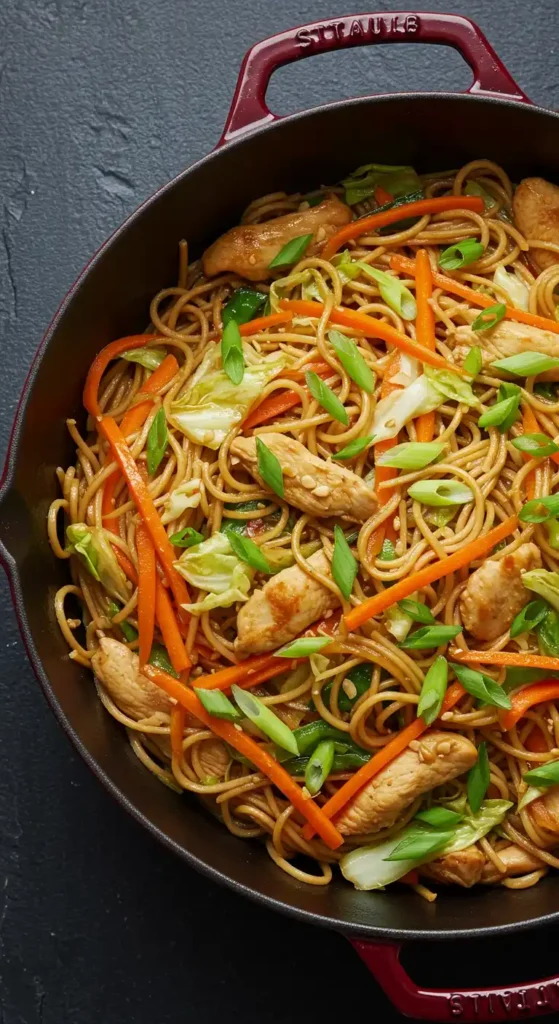 chow mein au poulet style chinois