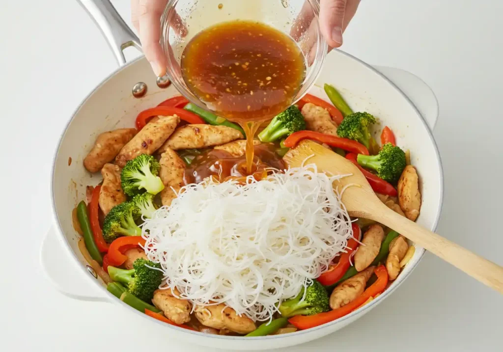 recette nouilles sautees au poulet​